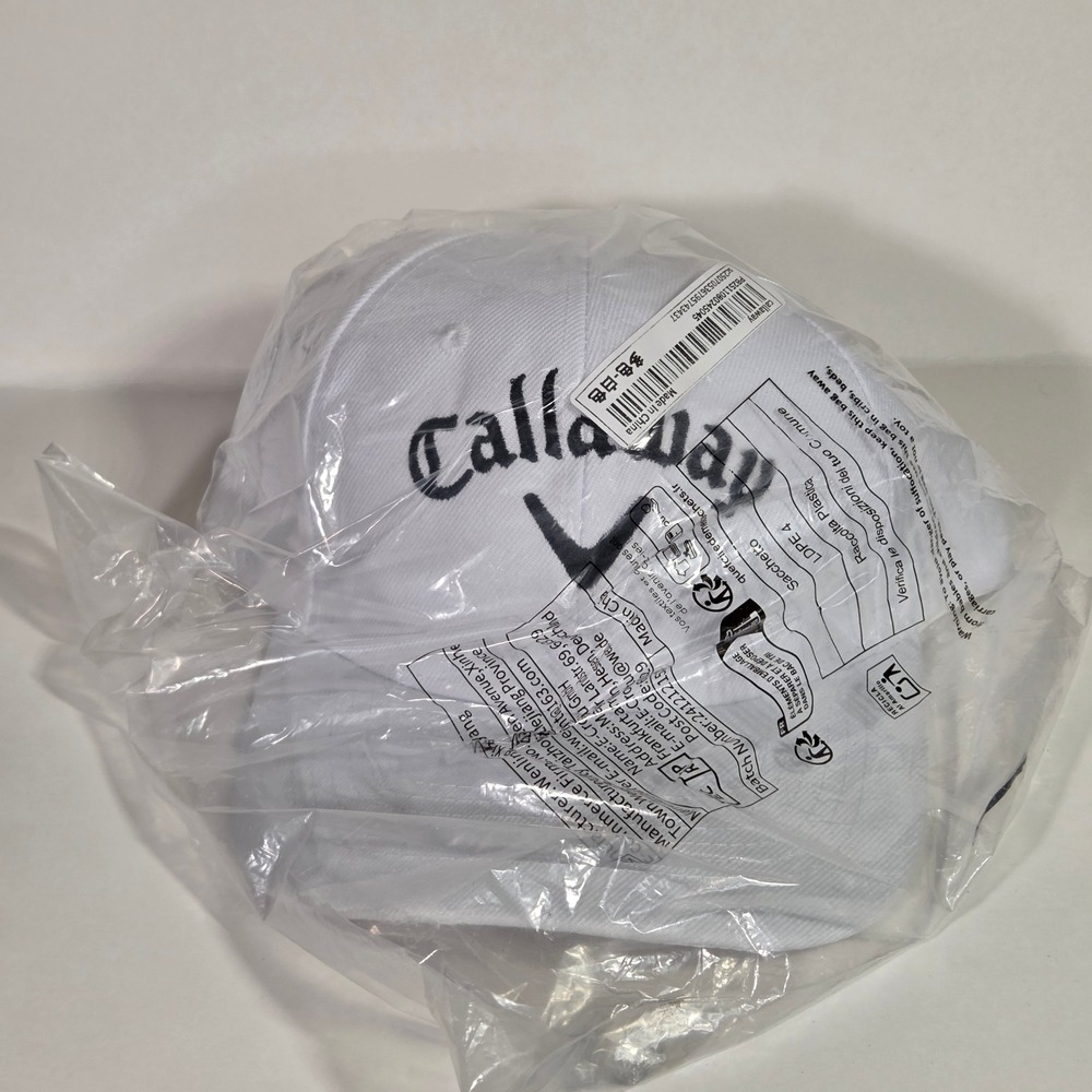 Callaway Golf Hat White Adjustable Strapback Cap Embroidered Logo New in Bag